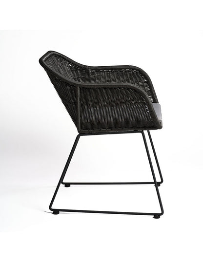 Sillón de ratán sintético gris pata gris