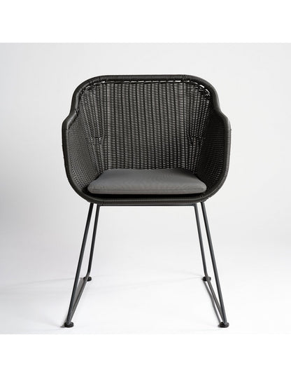 Sillón de ratán sintético gris pata gris