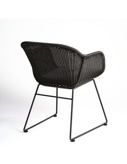 Sillón de ratán sintético gris pata gris