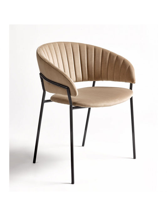 Beige velvet armchair