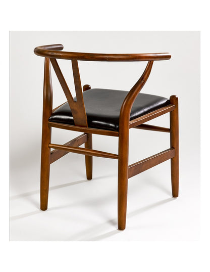 Wood and leather armchair