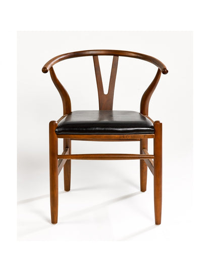 Wood and leather armchair