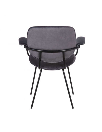 Sillón tapizado gris y metal negro
