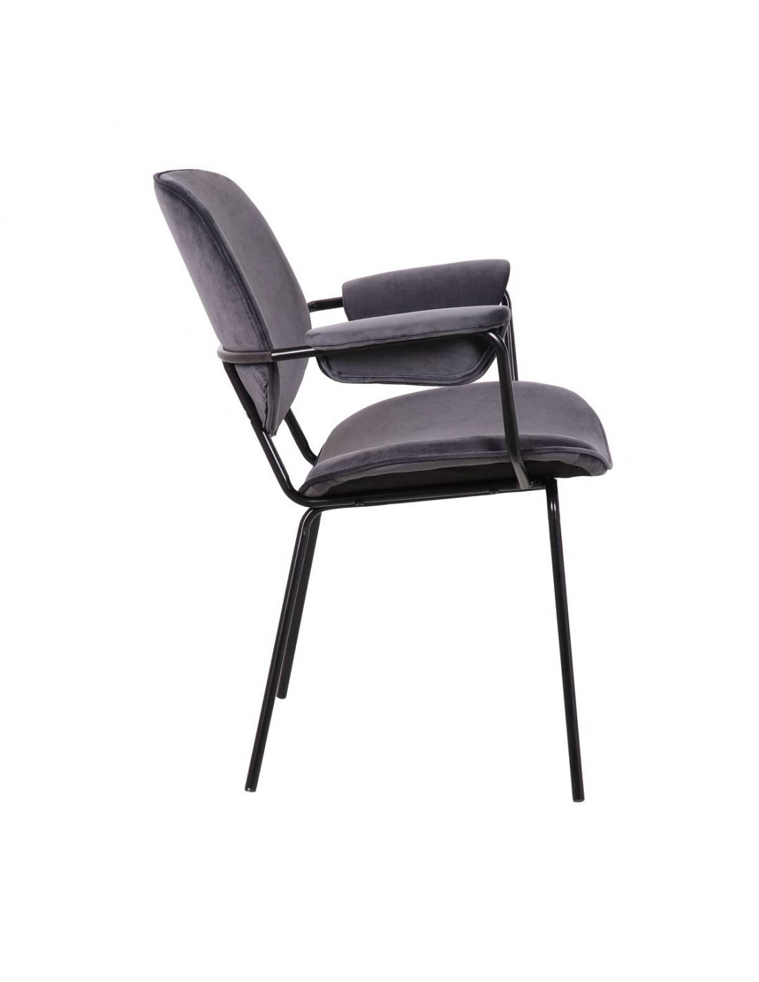 Sillón tapizado gris y metal negro