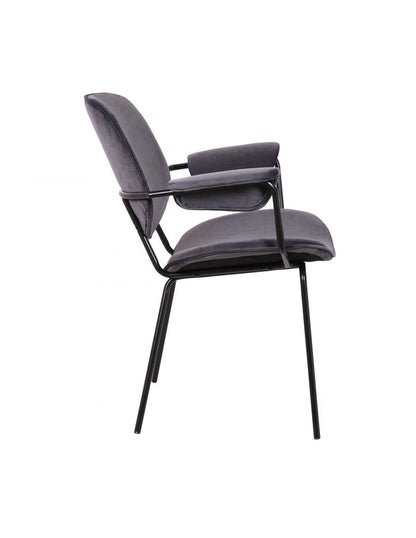 Sillón tapizado gris y metal negro