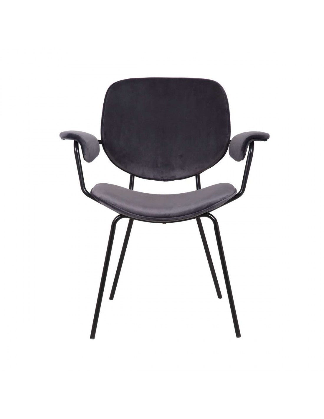 Sillón tapizado gris y metal negro