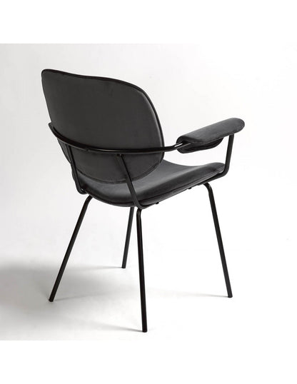 Sillón tapizado gris y metal negro