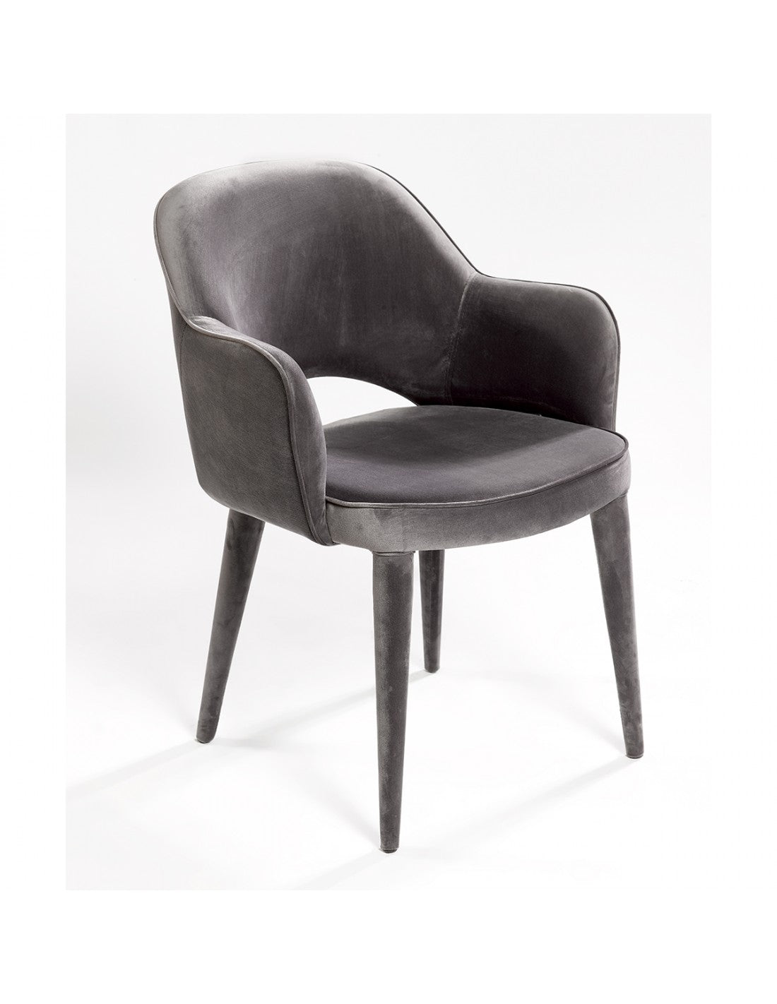 Gray velvet armchair