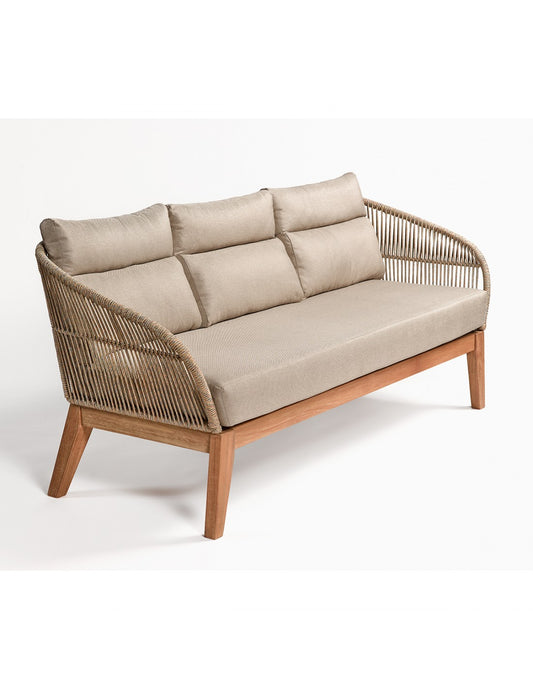 Beige wood and rope sofa