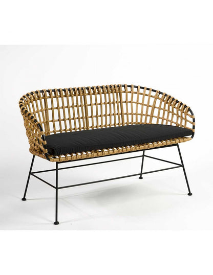 Synthetic rattan and black metal sofa