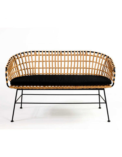 Synthetic rattan and black metal sofa