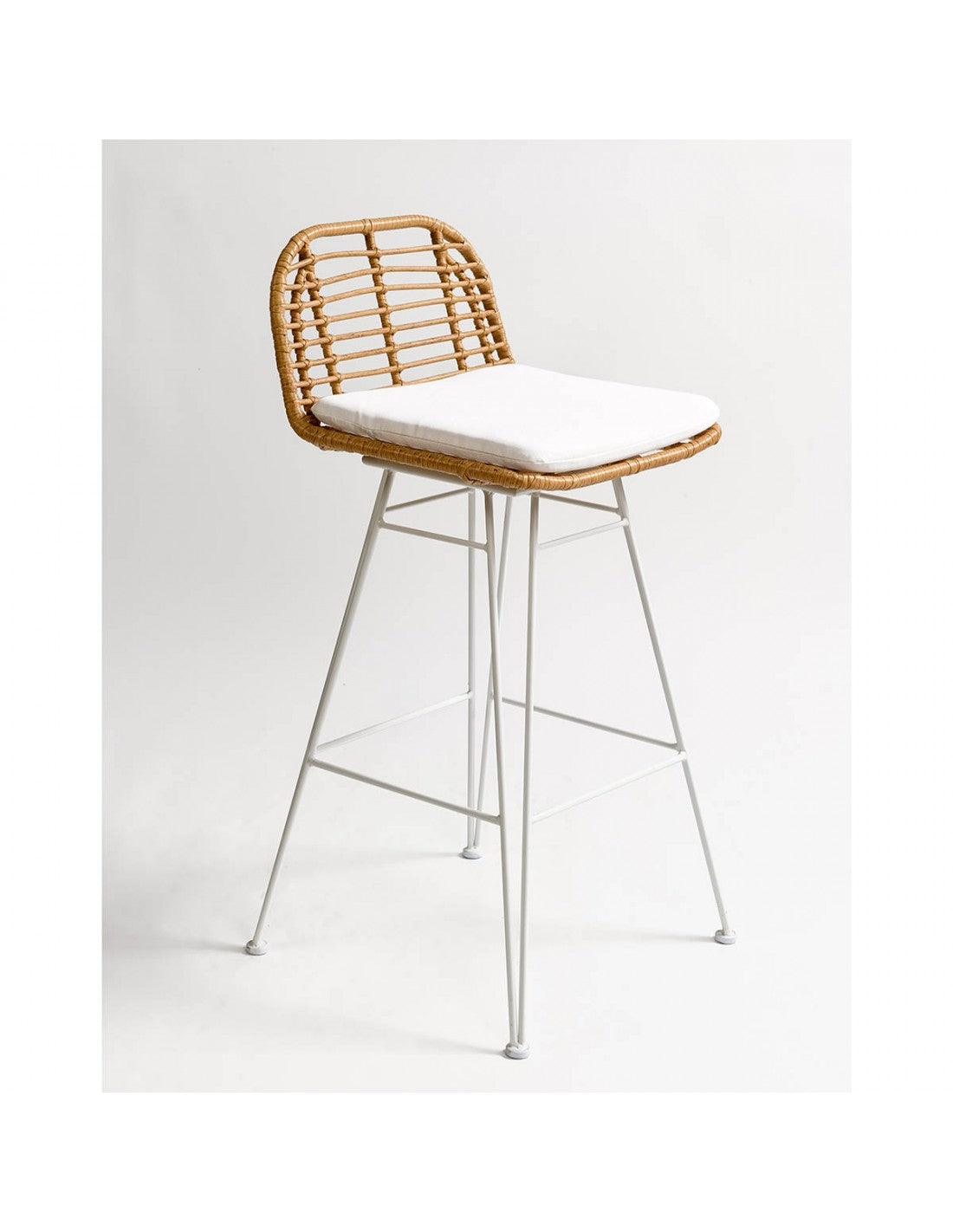 Taburete blanco ratán sintético