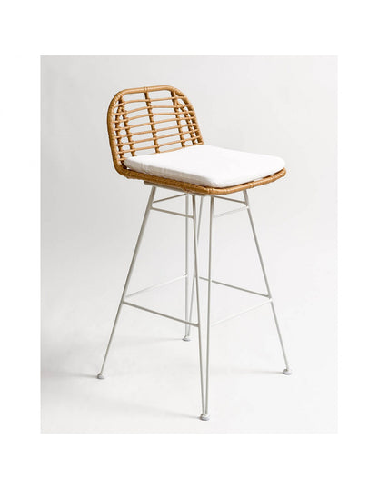 Taburete blanco ratán sintético
