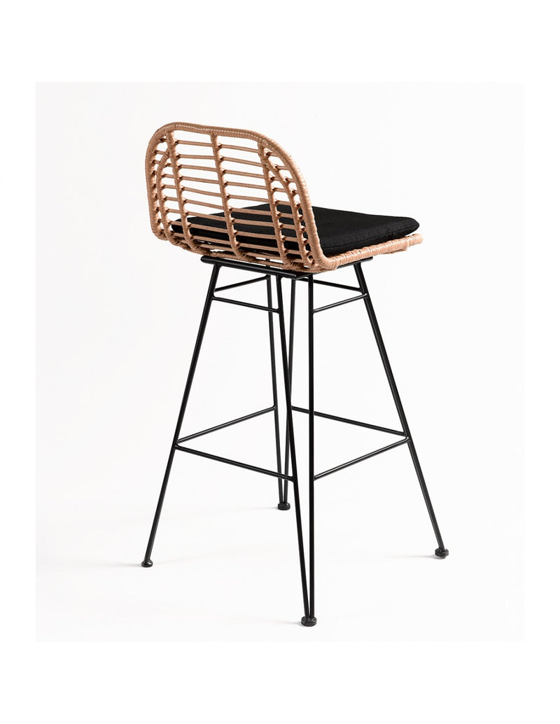 Black leg synthetic rattan stool