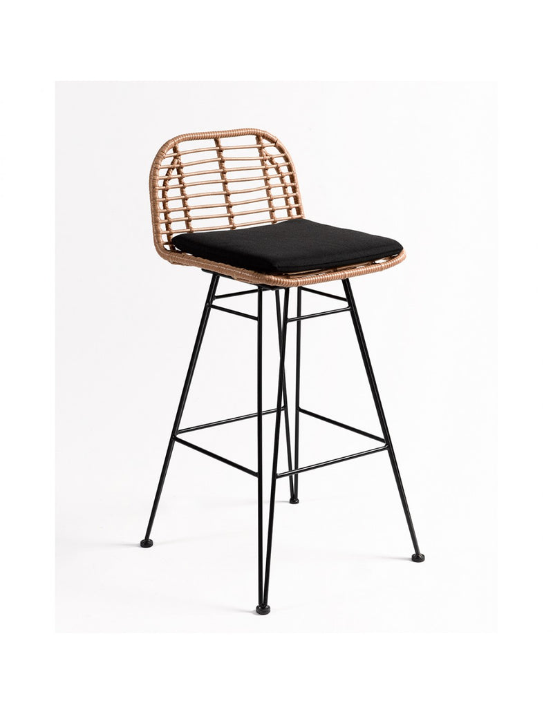 Black leg synthetic rattan stool