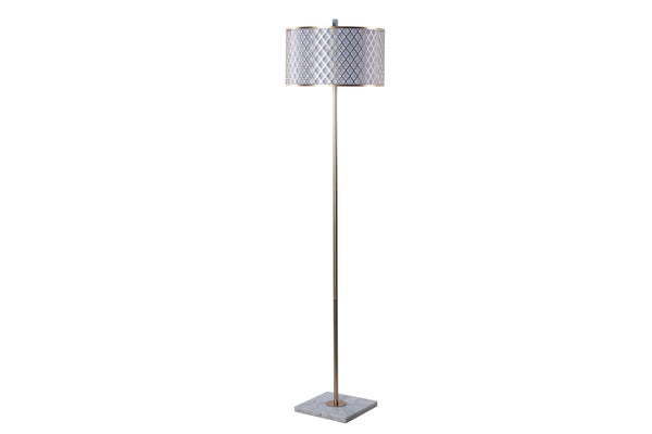 Lámpara De Suelo Metal Dorada-blanca 40x40x165 Cm - Lámparas de pie - Granada Maison