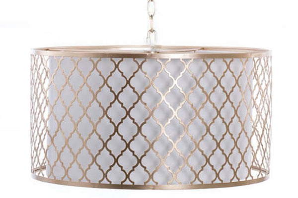Lampara De Techo Metal Dorada-blanca 45x45x149 Cm - Lámparas de Techo - Granada Maison