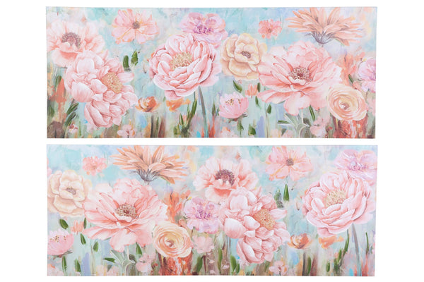 Set 2 Lienzos Flores 80% Pintado Mano 150x3x60 Cm - Pinturas - Granada Maison