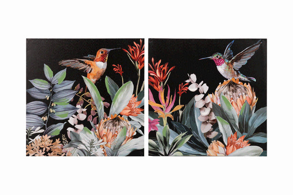 Set 2 Lienzos Flores 40% Pintado A Mano 40X2X40 Cm