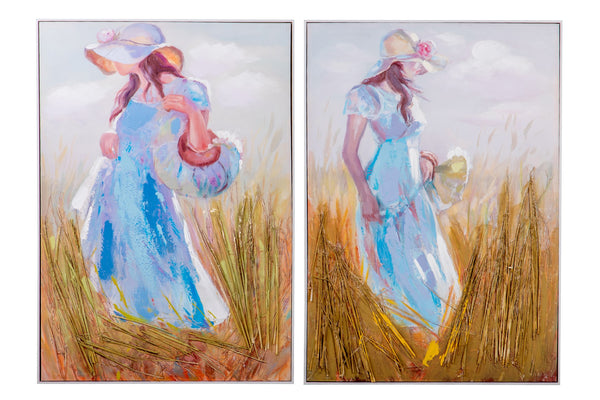 Set 2 Cuadros Mujer 40% Pintado A Mano 72x5x102 Cm - Pinturas - Granada Maison