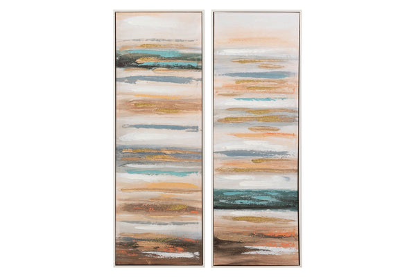 Set 2 Cuadros Abst. 40% P. Mano 32X4,5X92 Cm