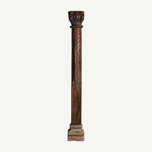 Columna Bastet - Étnico - Madera De Teka - 32cm x 30cm x 212cm - Muebles Auxiliares - Granada Maison