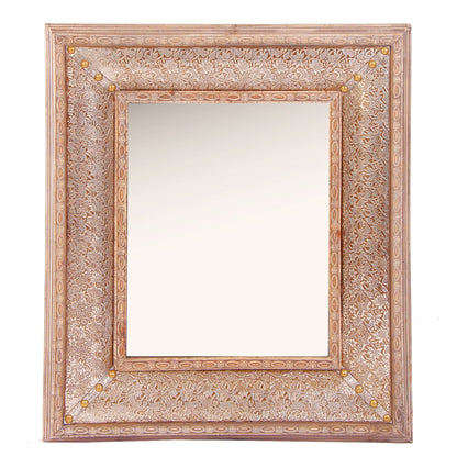 Silver Vi Mirror in Brown/Silver Colour