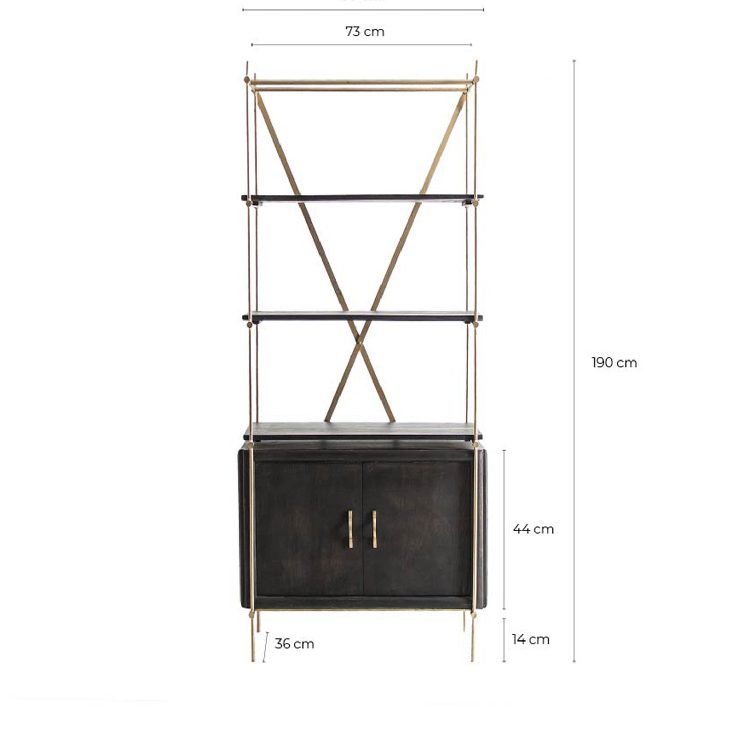 Danta Bookcase in Brown/Gold Colour