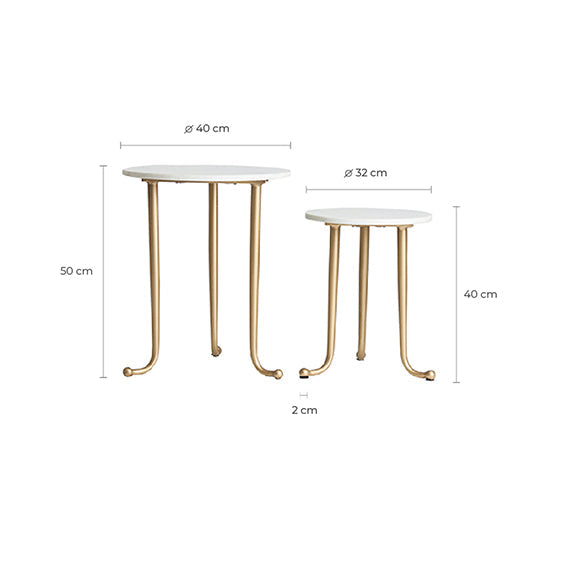 Mesa Auxiliar J/2 Tweng en Color Blanco/Oro