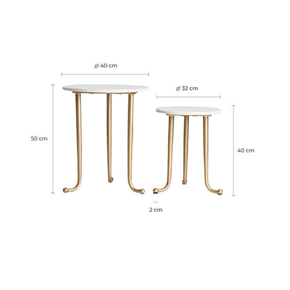 Mesa Auxiliar J/2 Tweng en Color Blanco/Oro