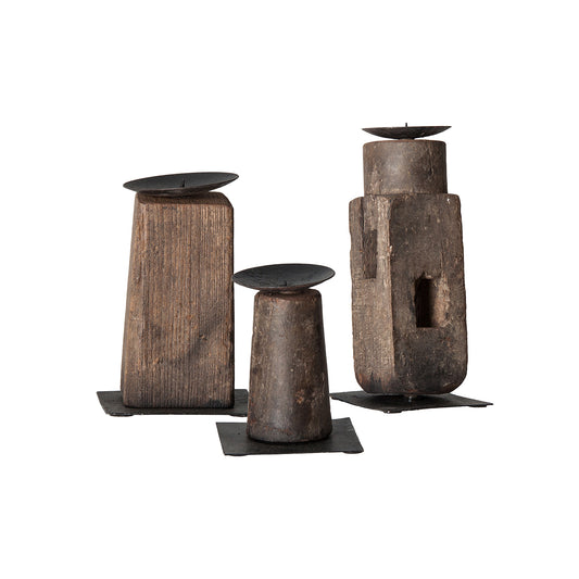 Zwaia Candle Holder (Set Of 3) in Brown Colour