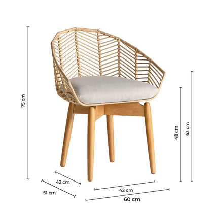 Silla Plissé Rattan. 60x76x58 cm. - Sillas y Sillones - Granada Maison