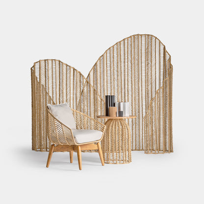 Plissé Rattan Room Divider (Set Of 2) in Natural Colour