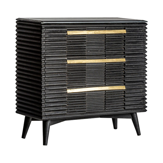 Plissé Wood Chest Of Drawers in Black Colour