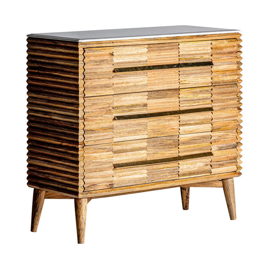 Plissé Wood Chest Of Drawers in Natural Colour