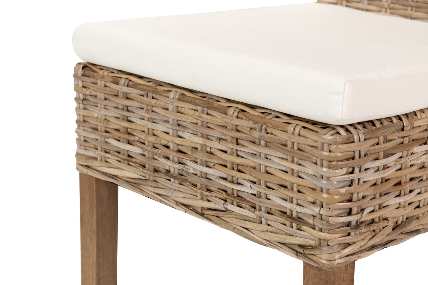 Silla Ratan Lino Madera Beige Natural 53X48X98 Cm