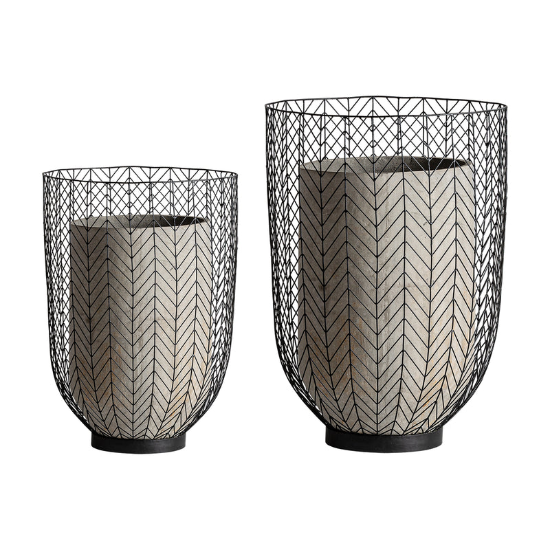 Plissé Metal Amphora Vase (Set Of 2) in Grey/Black Colour