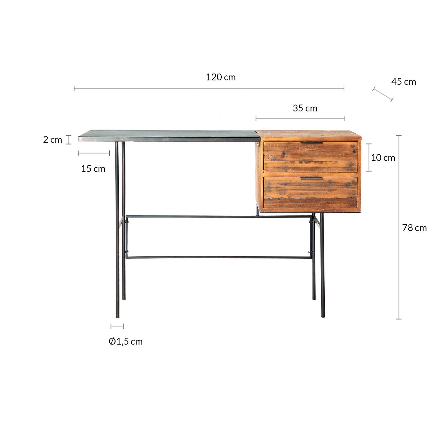 Alles Desk in Black/Natural Colour