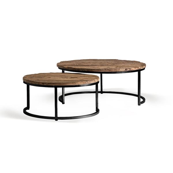 Akron Coffee Table (Set Of 2) in Black/Natural Colour