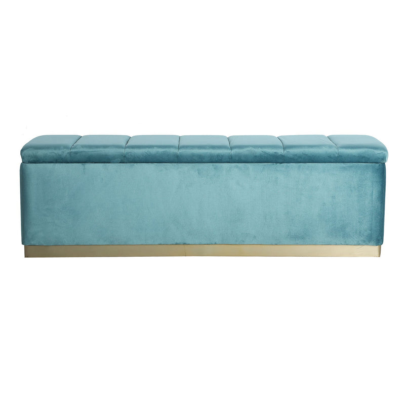 Reposapiés Sansais Azul Terciopelo - Pie De Cama / Descalzador - Granada Maison