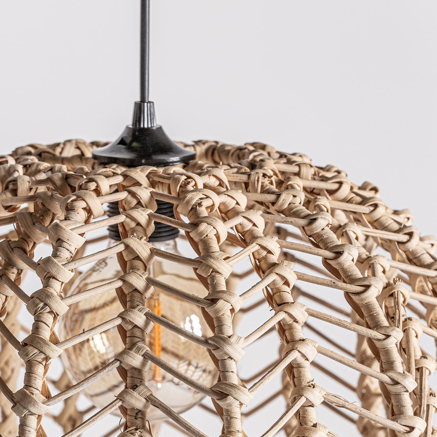 Plissé Rattan Ceiling Lamp in Natural Colour