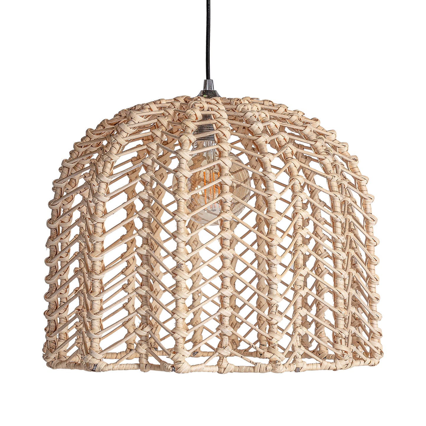 Plissé Rattan Ceiling Lamp in Natural Colour