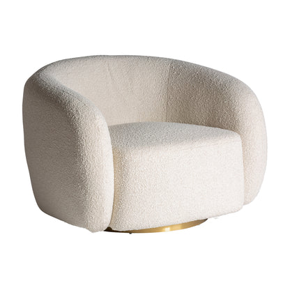 Scorze Bouclé Armchair in Cream/Gold Colour