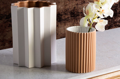 Plissé Stone Vase in White Colour