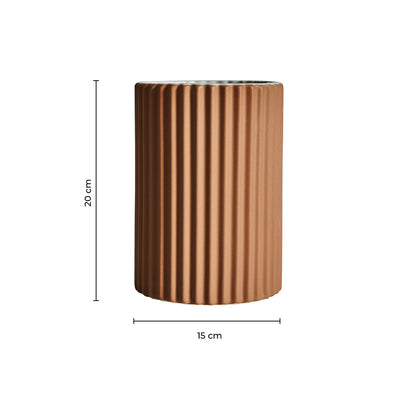 Plissé Stone Vase in Brown Colour