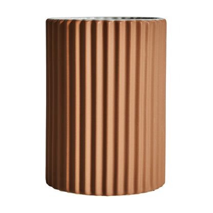 Plissé Stone Vase in Brown Colour