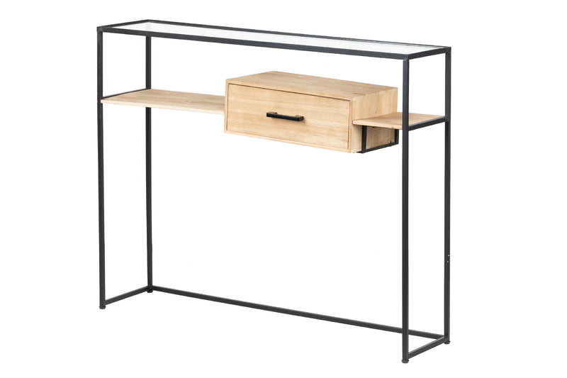 Consola Metal-madera-cristal 100x25x80 Cm - Consolas y Recibidores - Granada Maison