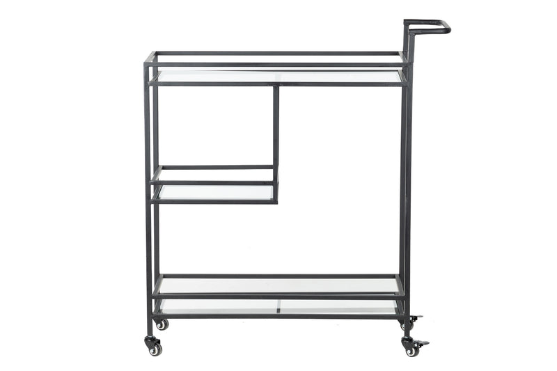 Camarera Metal-cristal Negro-trans. 86x30x96 Cm - Mesas Auxiliares - Granada Maison