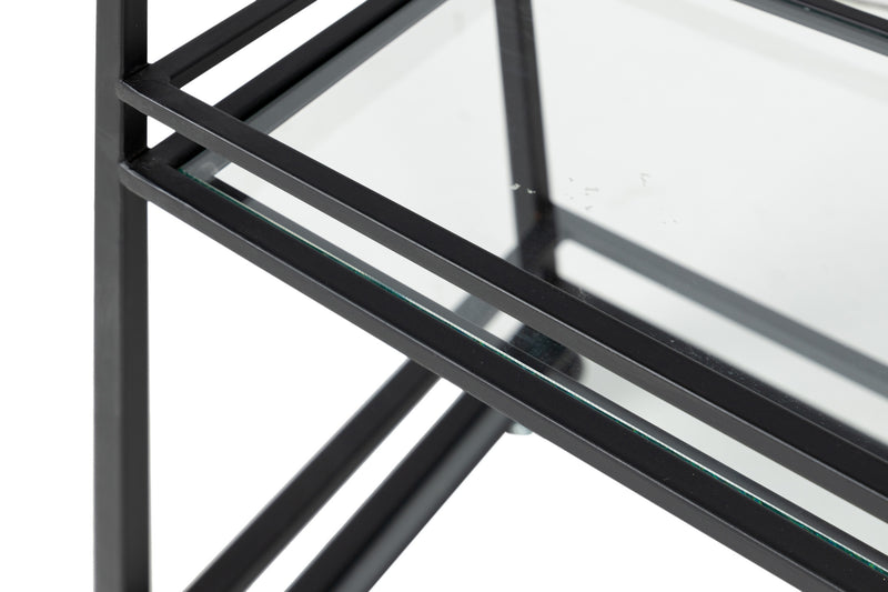 Camarera Metal-cristal Negro-trans. 86x30x96 Cm - Mesas Auxiliares - Granada Maison