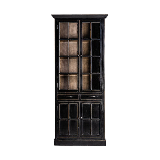 Zenica Glass Cabinet in Black/Natural Colour